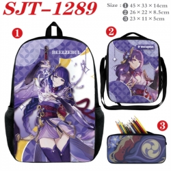 Genshin Impact Anime nylon canvas backpack pencil case crossbody bag three piece set 45x33x14cm