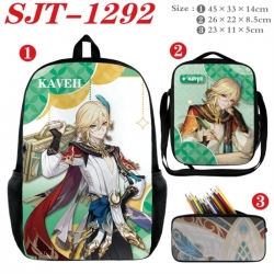 Genshin Impact Anime nylon canvas backpack pencil case crossbody bag three piece set 45x33x14cm
