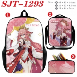 Genshin Impact Anime nylon canvas backpack pencil case crossbody bag three piece set 45x33x14cm