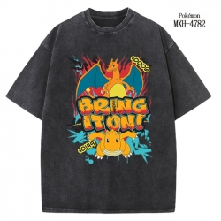 Pokemon Anime peripheral pure cotton washed and worn T-shirt from S to 4XL