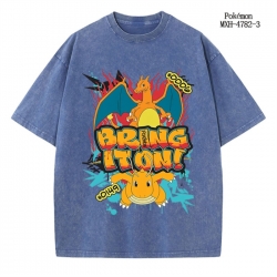 Pokemon Anime peripheral pure cotton washed and worn T-shirt from S to 4XL
