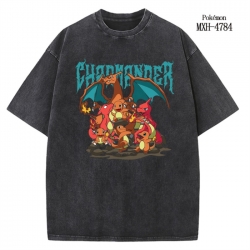 Pokemon Anime peripheral pure cotton washed and worn T-shirt from S to 4XL