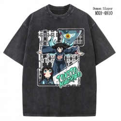 Demon Slayer Kimets Anime peripheral pure cotton washed and worn T-shirt from S to 4XL