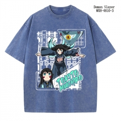 Demon Slayer Kimets Anime peripheral pure cotton washed and worn T-shirt from S to 4XL