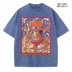 One Piece Anime peripheral pure cotton washed and worn T-shirt from S to 4XL