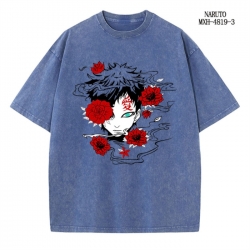 Naruto Anime peripheral pure cotton washed and worn T-shirt from S to 4XL