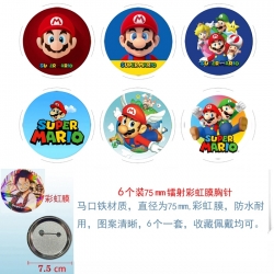 Super Mario Anime Rainbow Mask Badge Brooch 75MM a set of 6