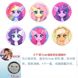 My Little Pony Anime Rainbow Mask Badge Brooch 75MM a set of 6