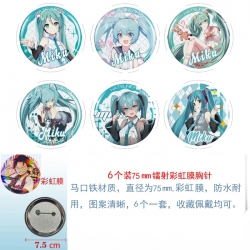 Hatsune Miku Anime Rainbow Mask Badge Brooch 75MM a set of 6
