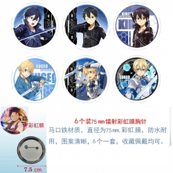 Sword Art Online Anime Rainbow Mask Badge Brooch 75MM a set of 6