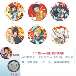 Fire Force Anime Rainbow Mask Badge Brooch 75MM a set of 6