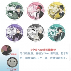BLUE LOCK Anime Matte film brooch badge 75MM a set of 6