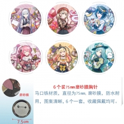 World Plan Anime Matte film brooch badge 75MM a set of 6