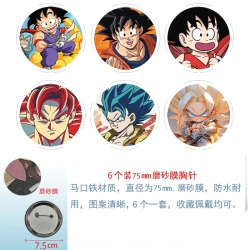 DRAGON BALL Anime Matte film brooch badge 75MM a set of 6