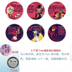 Hazbin Hotel Anime Fine sand film brooch badge 75MM a set of 6