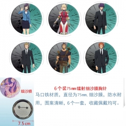 Solo Leveling:Arise Anime Fine sand film brooch badge 75MM a set of 6