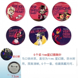 Hazbin Hotel Anime Star Illusion Film Brooch Badge 75MM a set of 6