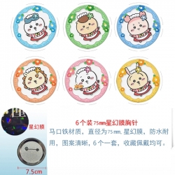 Chiikawa  Anime Star Illusion Film Brooch Badge 75MM a set of 6