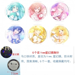 World Plan  Anime Star Illusion Film Brooch Badge 75MM a set of 6