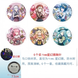 World Plan  Anime Star Illusion Film Brooch Badge 75MM a set of 6