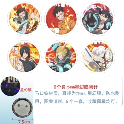 Fire Force Anime Star Illusion Film Brooch Badge 75MM a set of 6