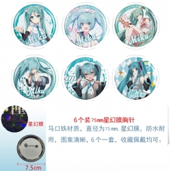 Hatsune Miku Anime Star Illusion Film Brooch Badge 75MM a set of 6