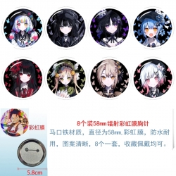 Magic Maiden Anime Circular laser rainbow film brooch badge 58MM a set of 8