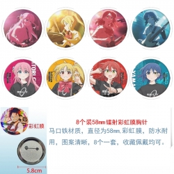 Oshi no ko Anime Circular laser rainbow film brooch badge 58MM a set of 8