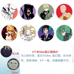 One Punch Man Anime round Astral membrane brooch badge 58MM a set of 8