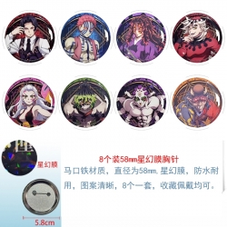 Demon Slayer Kimets Anime round Astral membrane brooch badge 58MM a set of 8