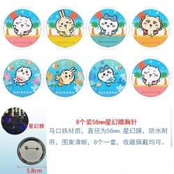 Chiikawa Anime round Astral membrane brooch badge 58MM a set of 8