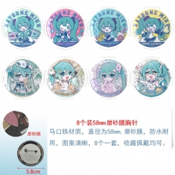 Hatsune Miku Anime round scrub film brooch badge 58MM a set of 8