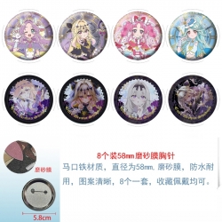 Pretty Cure Anime round scrub film brooch badge 58MM a set of 8