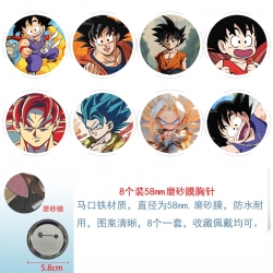 DRAGON BALL Anime round scrub film brooch badge 58MM a set of 8