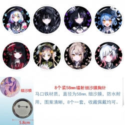 Magic Maiden Anime Circular laser fine sand film brooch badge 58MM a set of 8