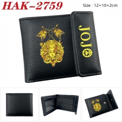 JoJos Bizarre Adventure Anime Litchi Pattern Hidden Buckle Half Fold Printed Wallet 12X10X2CM