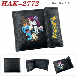Pokemon Anime Litchi Pattern Hidden Buckle Half Fold Printed Wallet 12X10X2CM