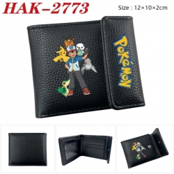 Pokemon Anime Litchi Pattern Hidden Buckle Half Fold Printed Wallet 12X10X2CM