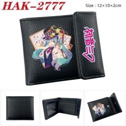Hatsune Miku Anime Litchi Pattern Hidden Buckle Half Fold Printed Wallet 12X10X2CM