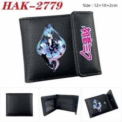 Hatsune Miku Anime Litchi Pattern Hidden Buckle Half Fold Printed Wallet 12X10X2CM