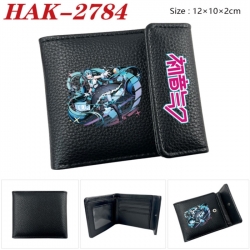 Hatsune Miku Anime Litchi Pattern Hidden Buckle Half Fold Printed Wallet 12X10X2CM