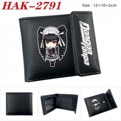 Dangan-Ronpa Anime Litchi Pattern Hidden Buckle Half Fold Printed Wallet 12X10X2CM