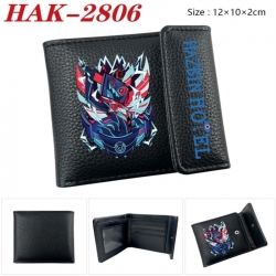 Hazbin Hotel Anime Litchi Pattern Hidden Buckle Half Fold Printed Wallet 12X10X2CM
