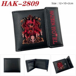 Hazbin Hotel Anime Litchi Pattern Hidden Buckle Half Fold Printed Wallet 12X10X2CM