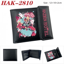 Hazbin Hotel Anime Litchi Pattern Hidden Buckle Half Fold Printed Wallet 12X10X2CM