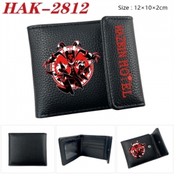 Hazbin Hotel Anime Litchi Pattern Hidden Buckle Half Fold Printed Wallet 12X10X2CM