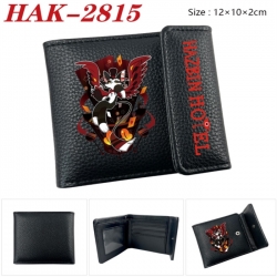Hazbin Hotel Anime Litchi Pattern Hidden Buckle Half Fold Printed Wallet 12X10X2CM