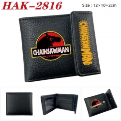Chainsaw Man Anime Litchi Pattern Hidden Buckle Half Fold Printed Wallet 12X10X2CM