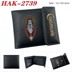 Castlevania Anime Litchi Pattern Hidden Buckle Half Fold Printed Wallet 12X10X2CM