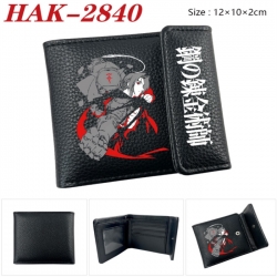 Fullmetal Alchemist Anime Litchi Pattern Hidden Buckle Half Fold Printed Wallet 12X10X2CM